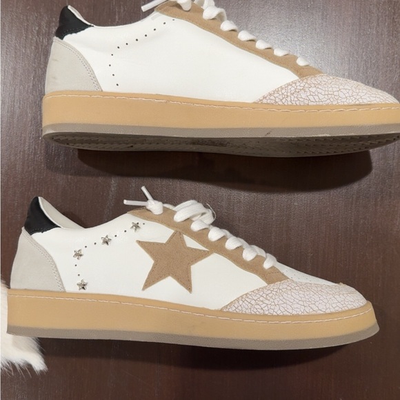 Mi.iM | Shoes | Mimi White And Tan Star Sneakers | Poshmark